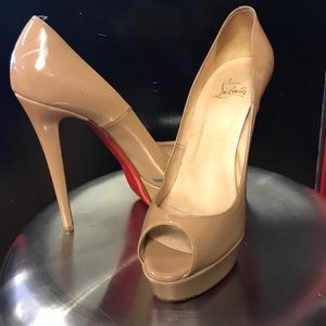 Christian Louboutin Beige Lady Peep Patent Leather